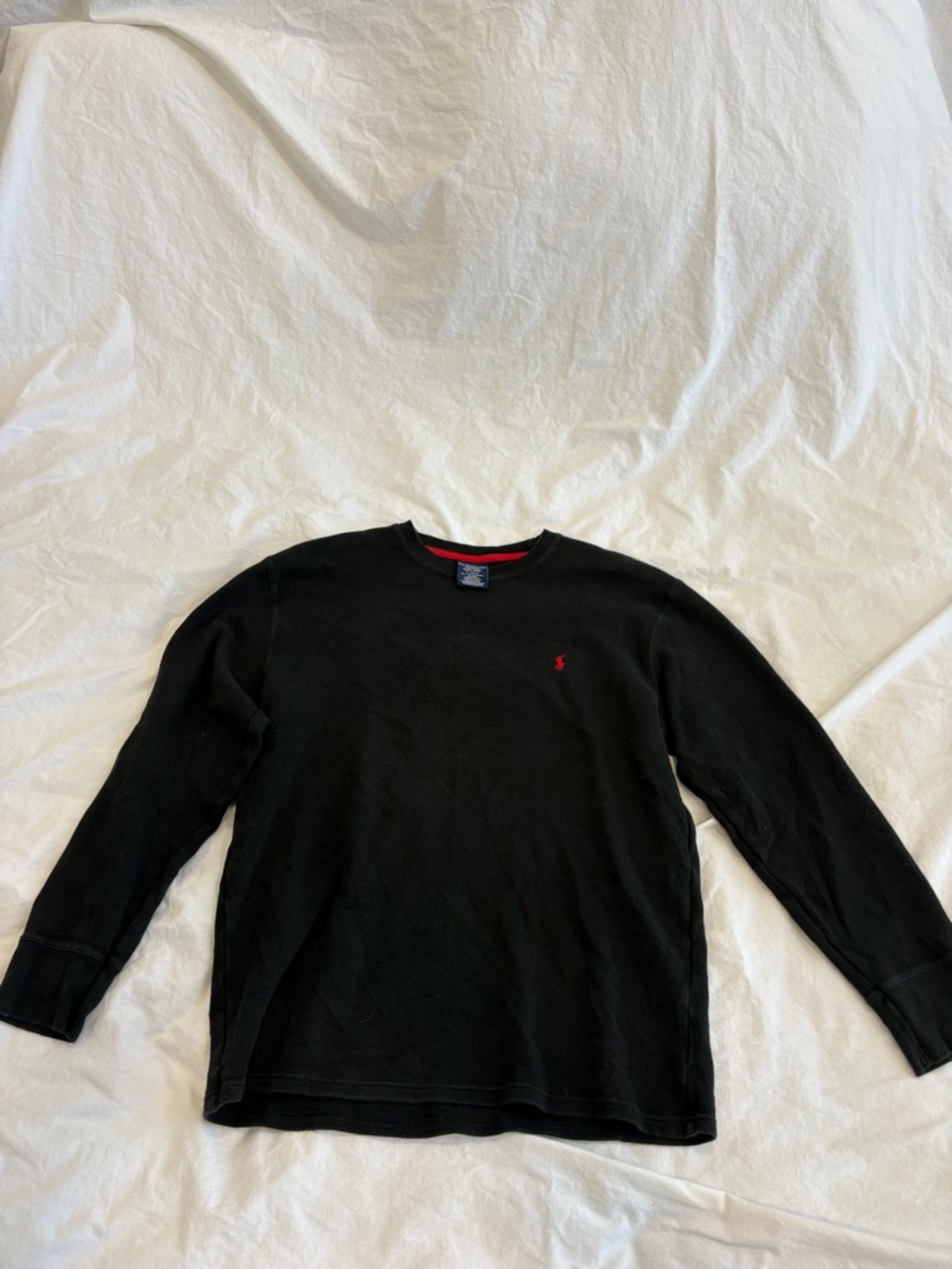 Polo by Ralph Lauren Black Crewneck Sleepwear Top with Red Trim